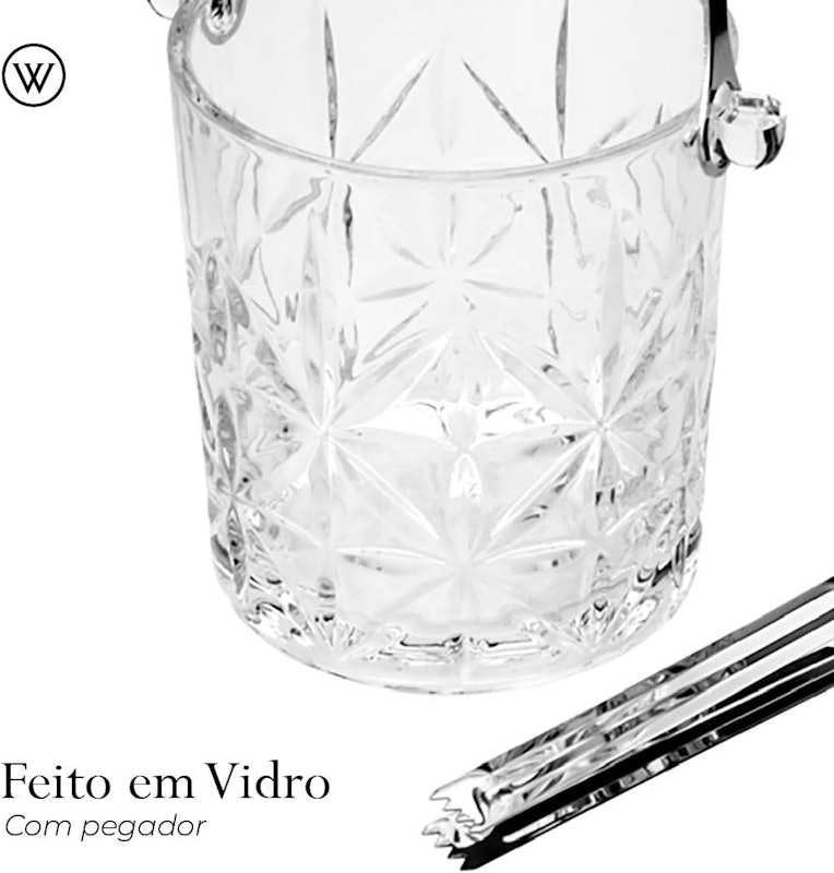 Balde para Gelo de Vidro com Alça e Pegador Romano 2