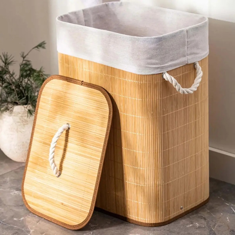 Cesto de Roupa Retangular Bambu 5