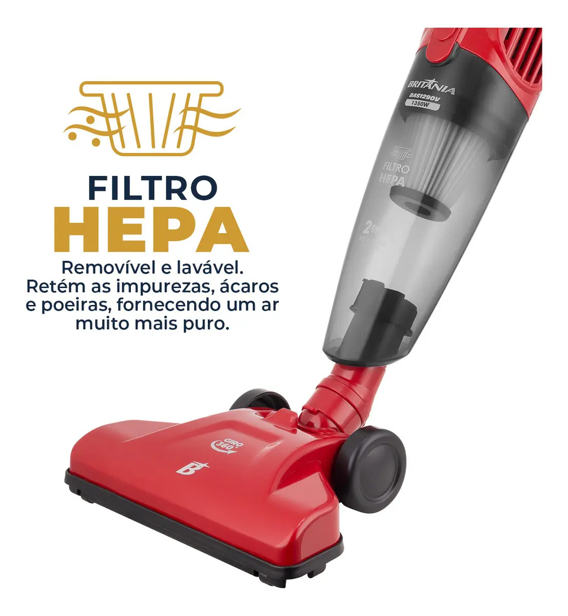 Aspirador de Pó Vertical Britânia 2 em 1 1250 W 4