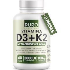 Vitamina D3 + K2 2000 UI D3 com 100 mcg de Vitamina K2 MK7