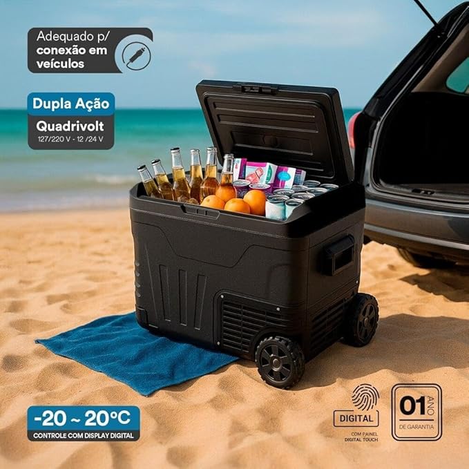 Freezer e Geladeira Portátil 50 Litros Dupla Ação Quadrivolt Preto 4