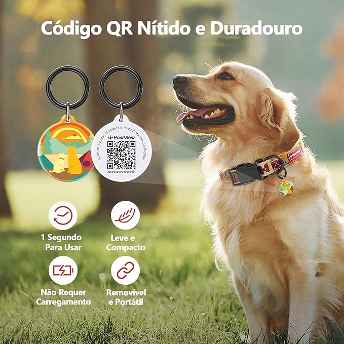 Coleira para Cães Time Series com Tag de Identificação QR 3
