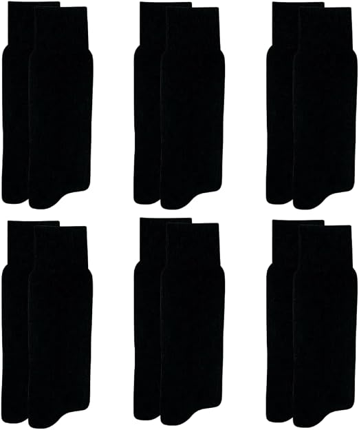 Kit 6 Pares Meia Social Cano Longo Poliamida Canelada Preto 1