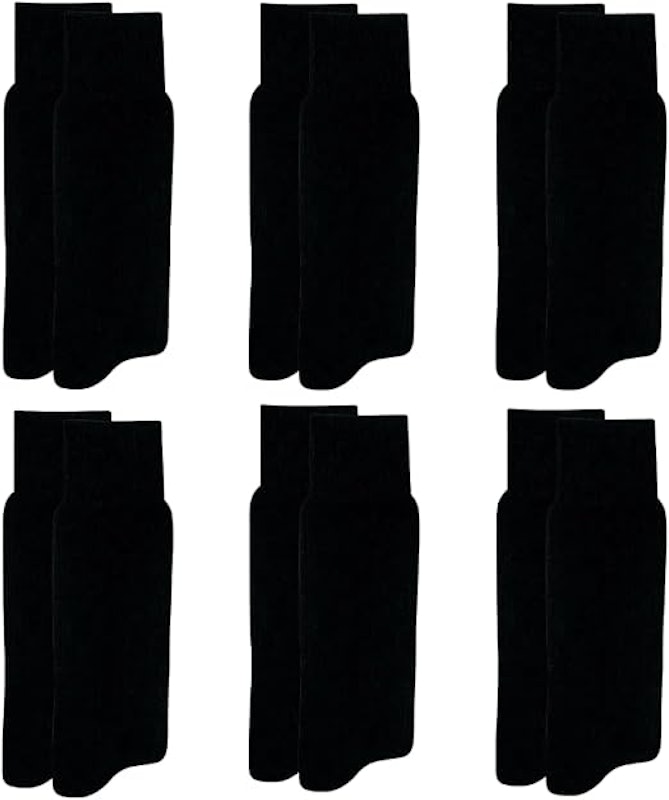 Kit 6 Pares Meia Social Cano Longo Poliamida Canelada Preto 1