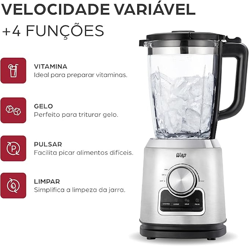 Liquidificador Com Copo de Vidro WAP WB2000 5