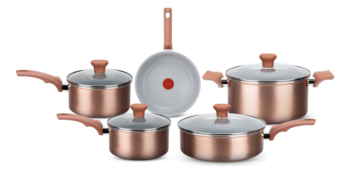 Jogo de Panelas Ceramic Rose Gold 5 Peças 1