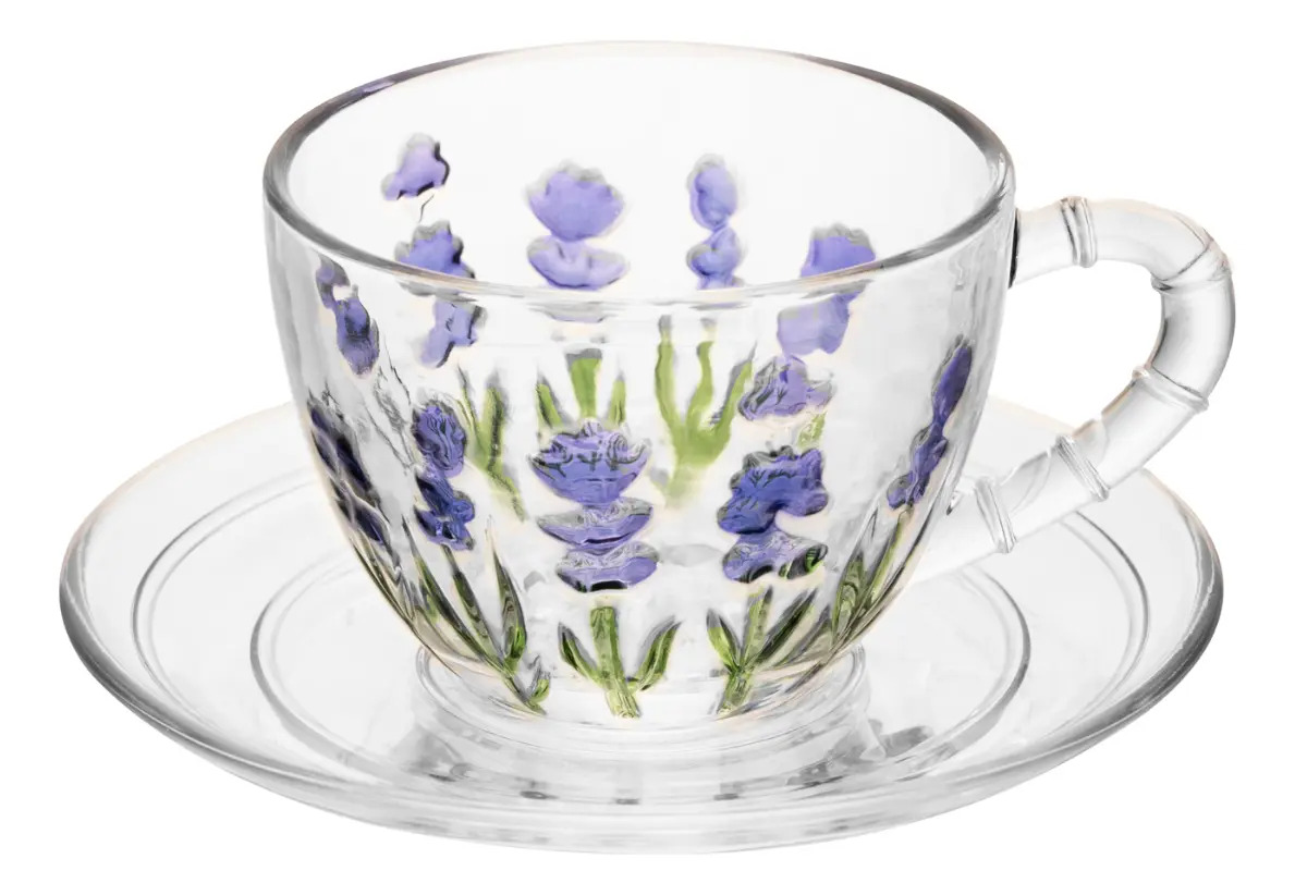 Xícara de Café Lavanda Hand Painting Cristal 2