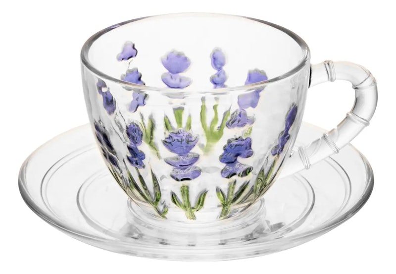 Xícara de Café Lavanda Hand Painting Cristal 2