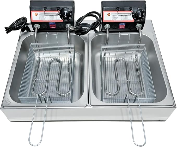 Fritadeira Elétrica Industrial 2 Cubas Antichamas 10 L 1