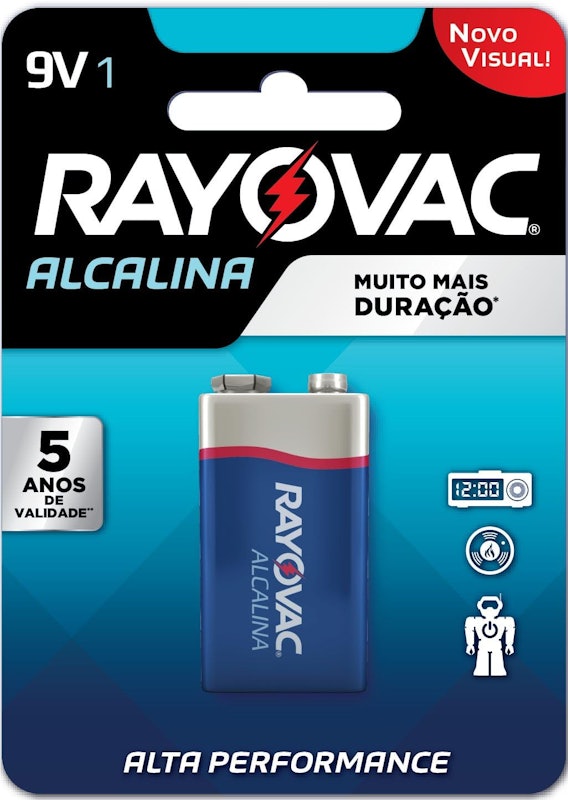Pilha 9V Alcalina Rayovac 1