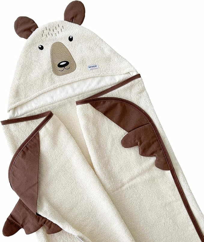 Toalha de Banho Kids Felpuda com Capuz Bichinho Urso Marrom 1