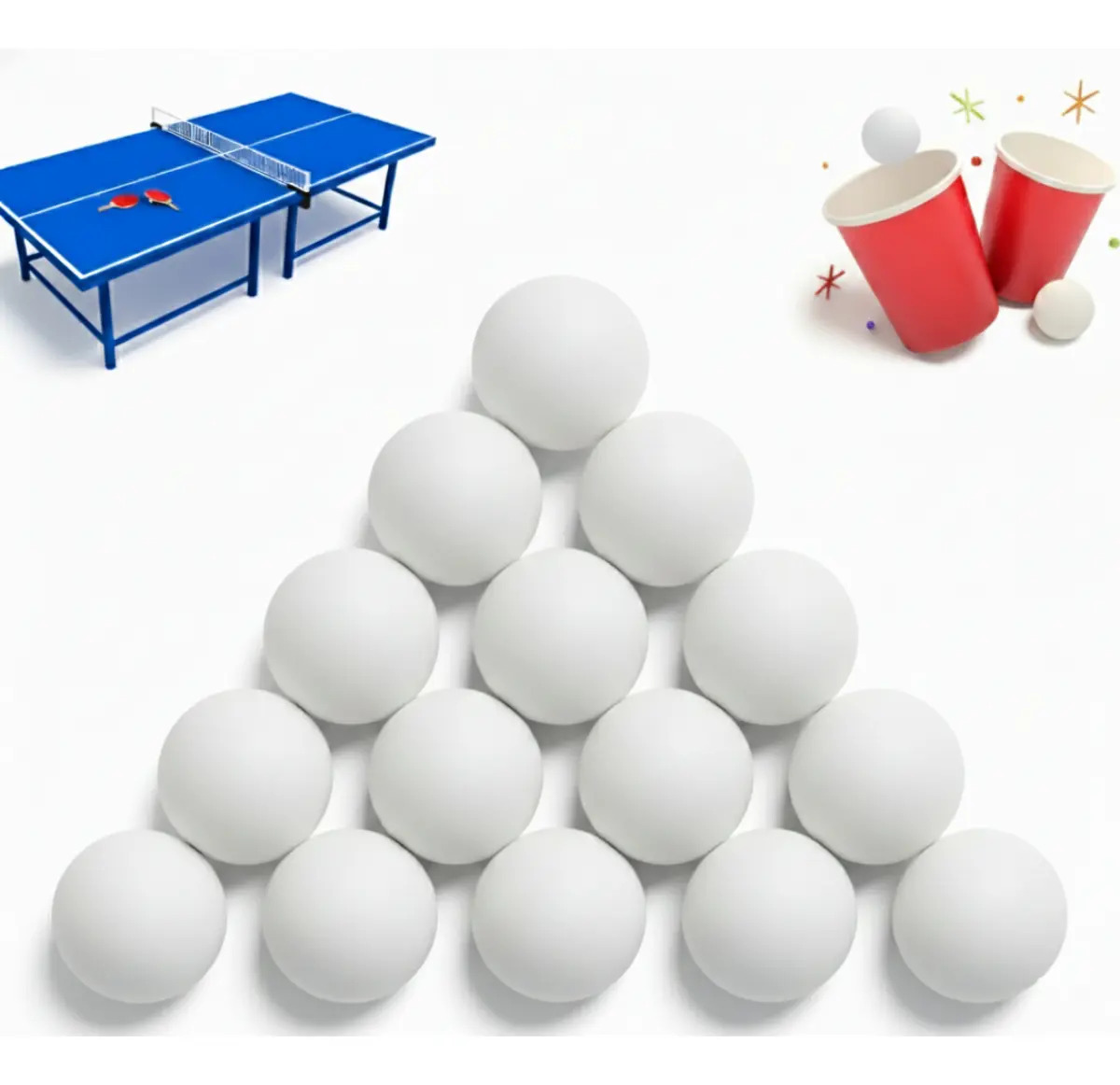 Kit 18 Bolinhas de Ping Pong Brancas para Treino, Lazer e Jogos 1