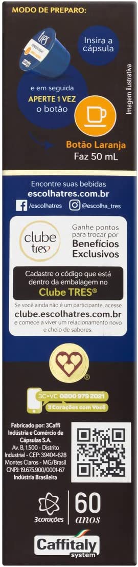 Cápsula de Café Espresso Descafeinado TRES 3 Corações 3