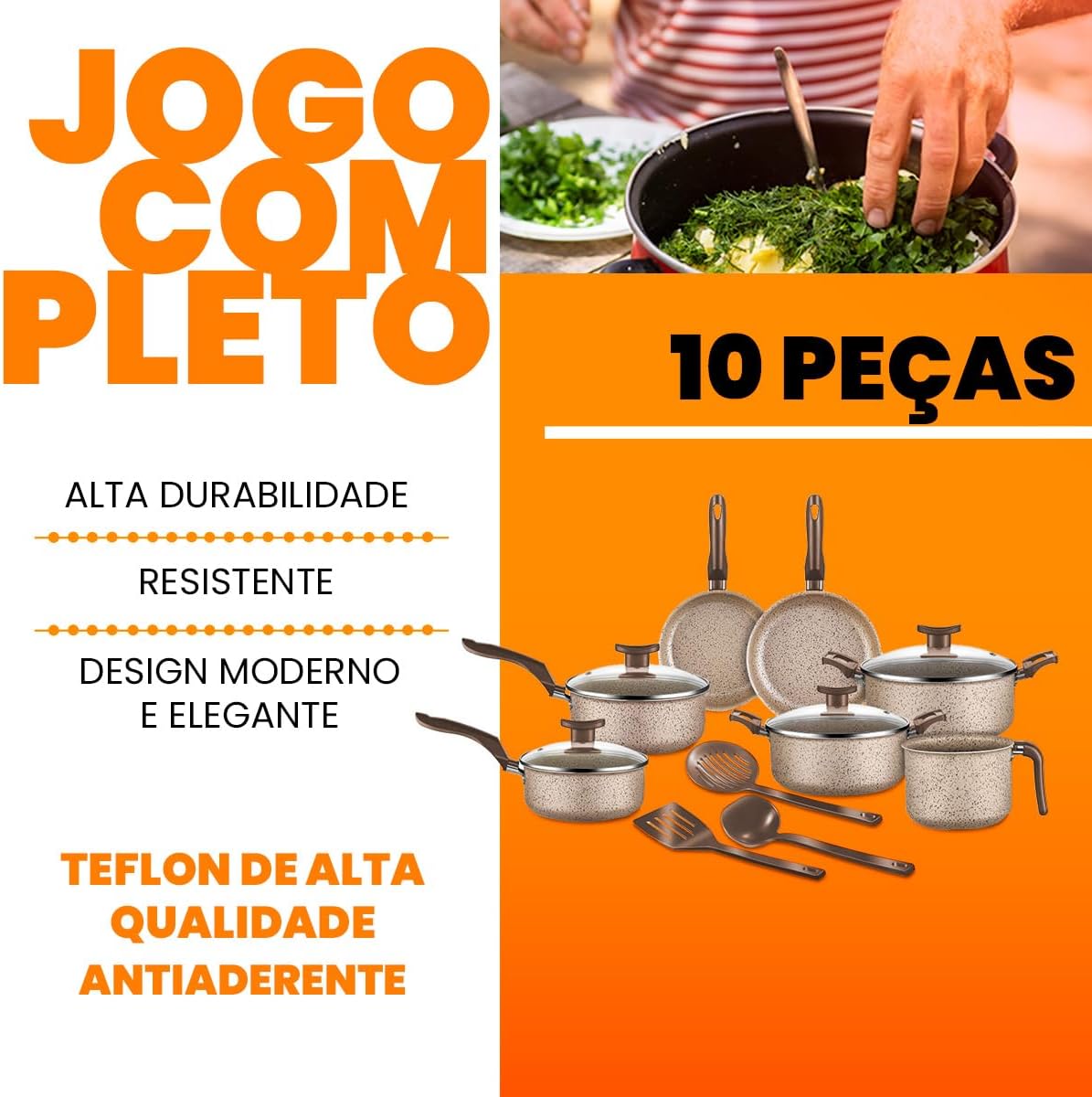 Jogo de Panelas 10 Peças Bianco Antiaderente 5