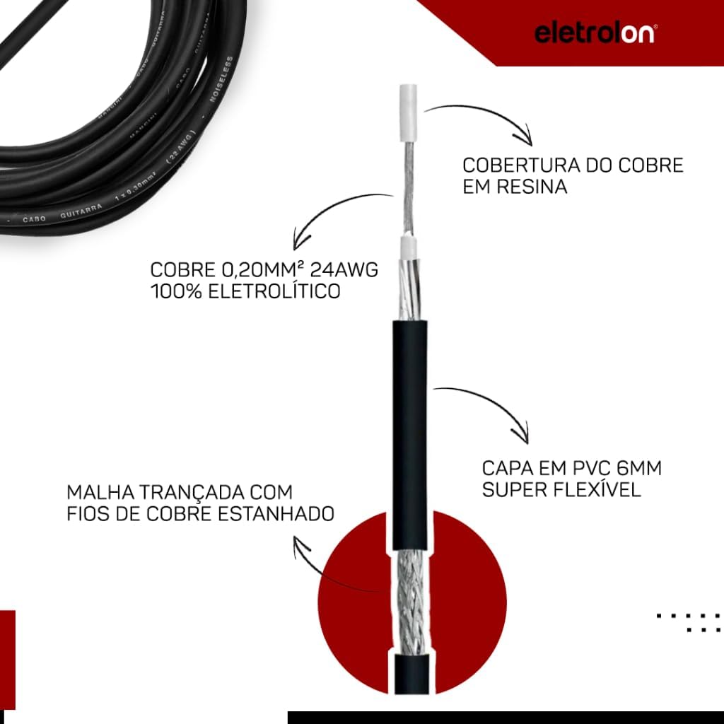 Cabo P10 / P10 Eletrolon Mono 3 m 3