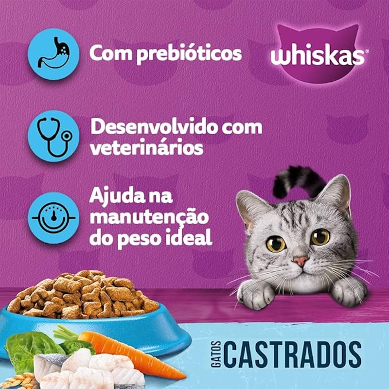 Ração WHISKAS Peixe Gatos Adultos Castrados 2