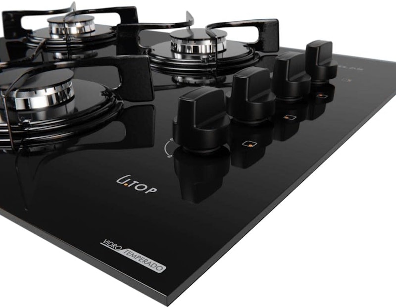 Cooktop 4 Bocas Preto com Mesa de Vidro Atlas U Top Bivolt 5