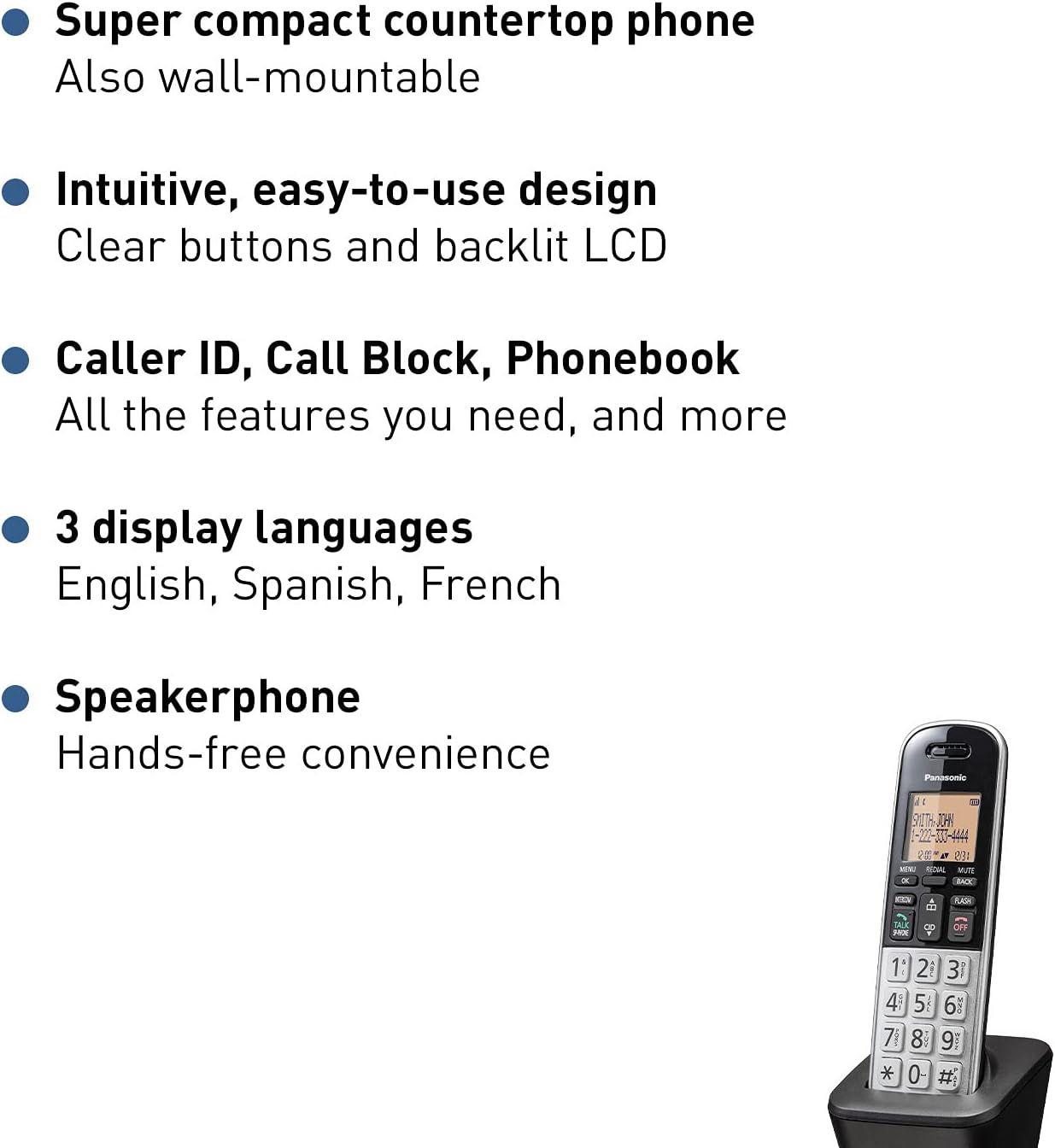 Telefone sem Fio Compacto com DECT 6.0 3