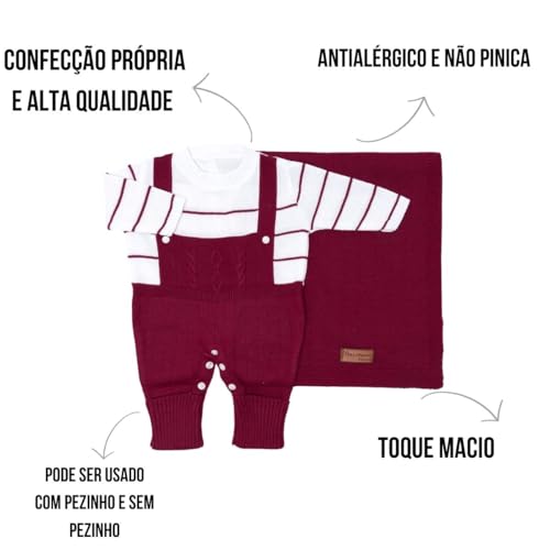 Kit Saida Maternidade Jardineira Tricot Luxo  2