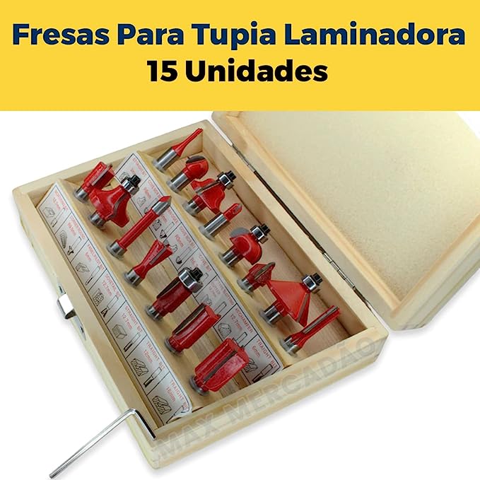 Jogo de Fresas para Tupia e Madeira 15 Peças 3