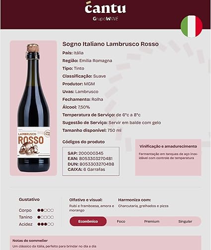 Vinho Lambrusco Sogno Italiano Tinto 2