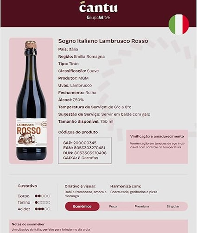Vinho Lambrusco Sogno Italiano Tinto 2