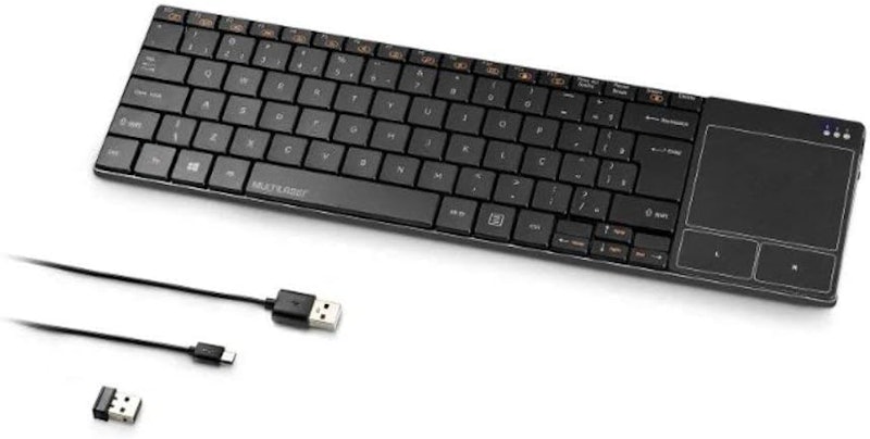 Teclado sem Fio 2,4 GHz com Touch Integrado USB 3
