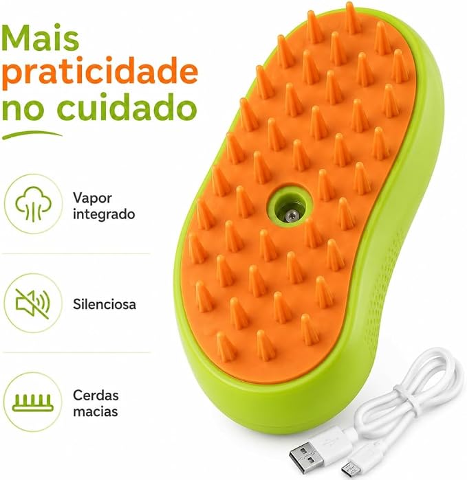 Escova Pet a Vapor Recarregável 3 em 1 3