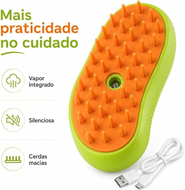 Escova Pet a Vapor Recarregável 3 em 1 3