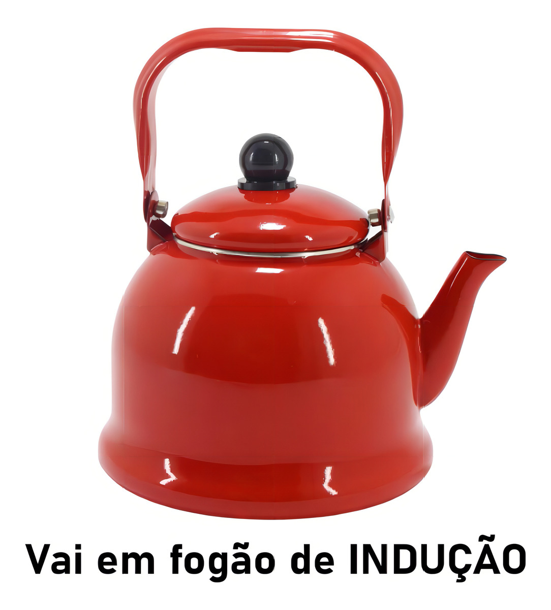 Chaleira Retrô Vermelha 1700 ml Ferro Esmaltado 2