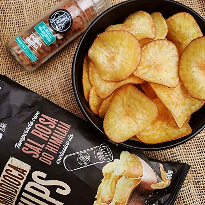Chips de Mandioca Temperados com Sal Rosa do Himalaia 3