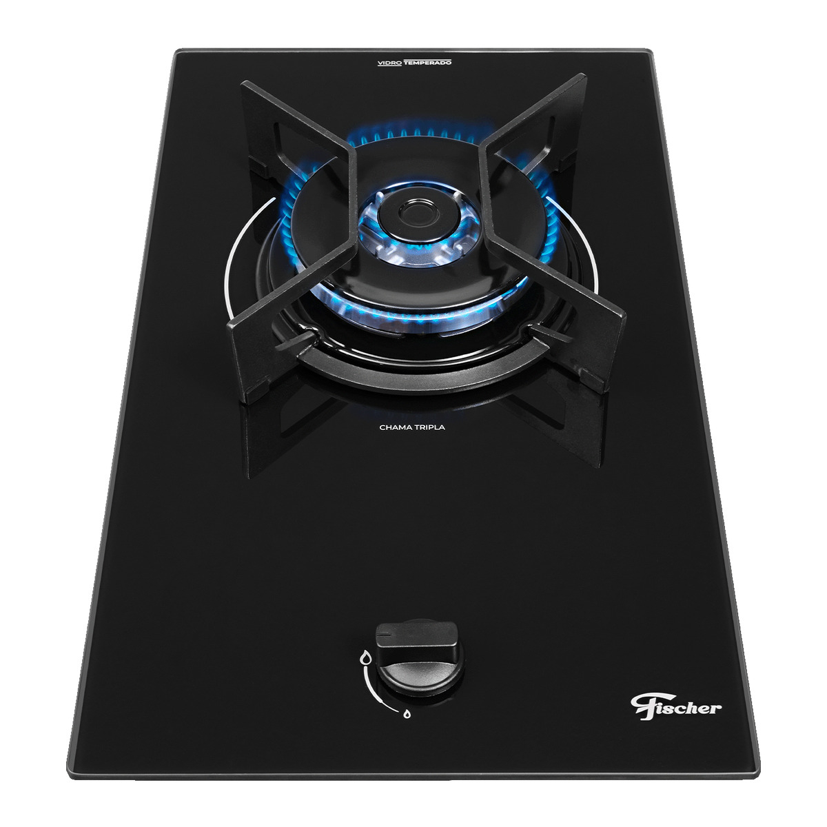 Cooktop a Gás Fischer 1 Boca Tripla Chama Fit Line Trempe Iron Bivolt 3
