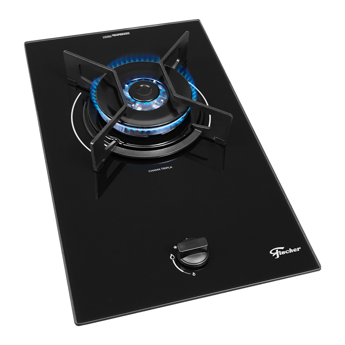 Cooktop a Gás Fischer 1 Boca Tripla Chama Fit Line Trempe Iron Bivolt 4