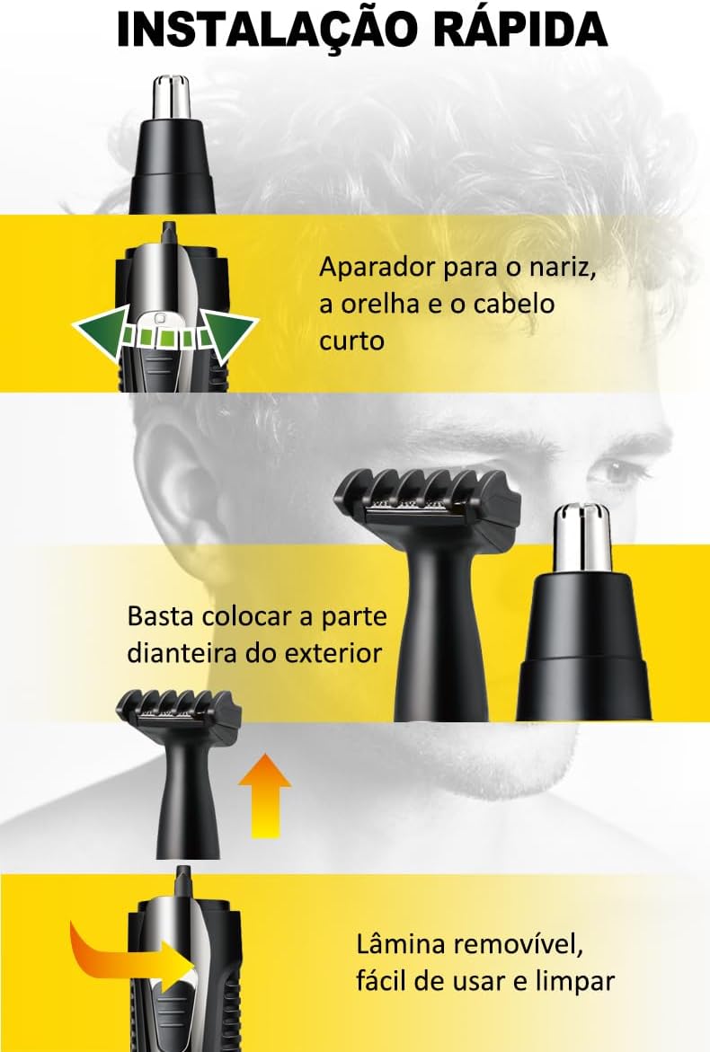 Kit 2 em 1 Aparador de pelos Nariz Orelha Máquina Cortar Pelos 3