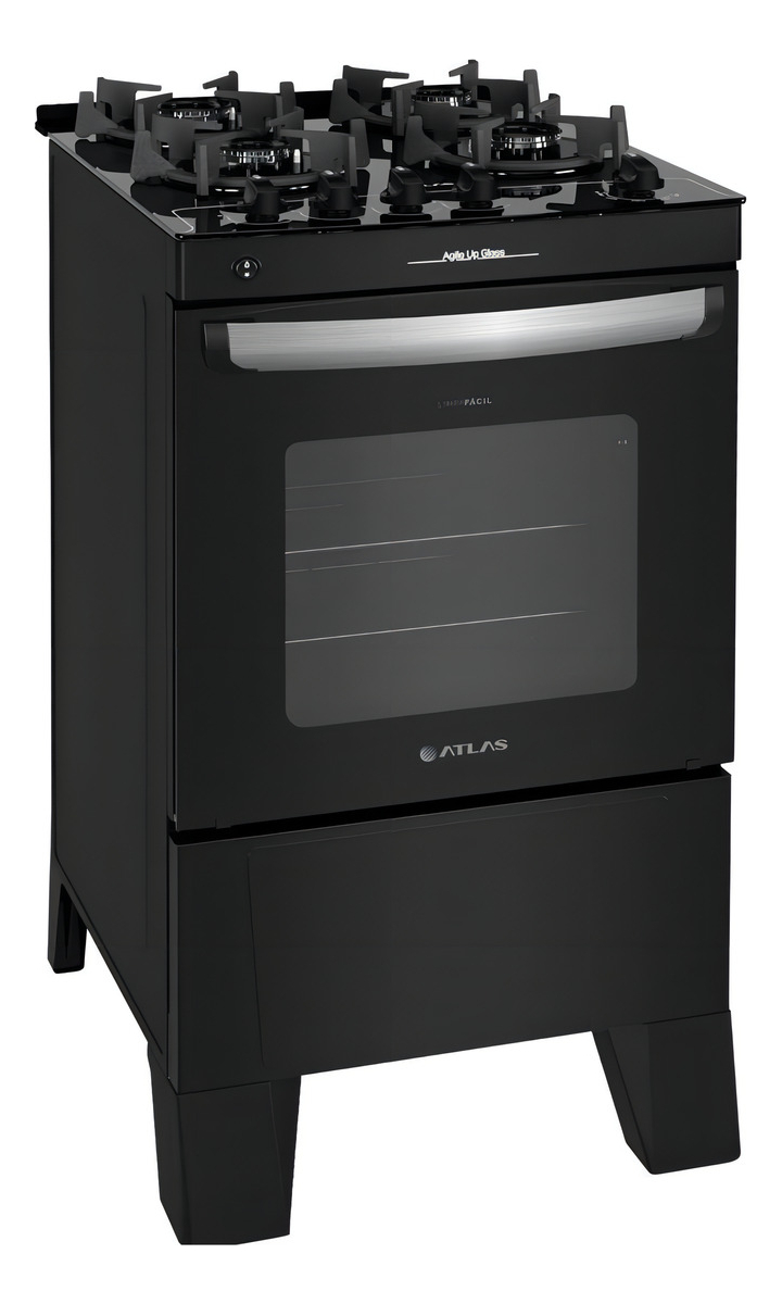 Fogão 4 Bocas Preto com Mesa de Vidro Atlas Agile Up 1