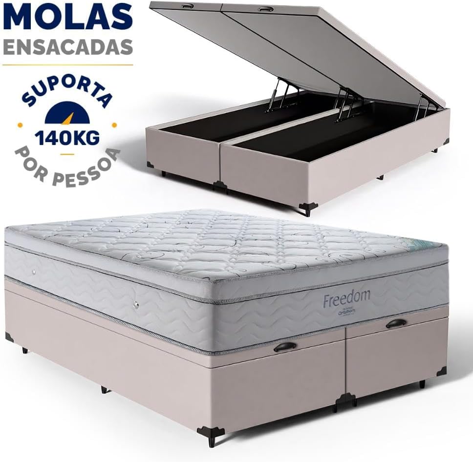 Cama Box Baú com Colchão de Molas Ensacadas D33 Ortobom Pillow In Freedom 3