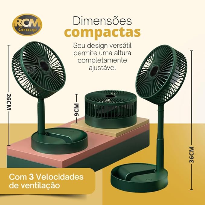 Ventilador Portátil Dobrável de Mesa USB RCM GROUP 2