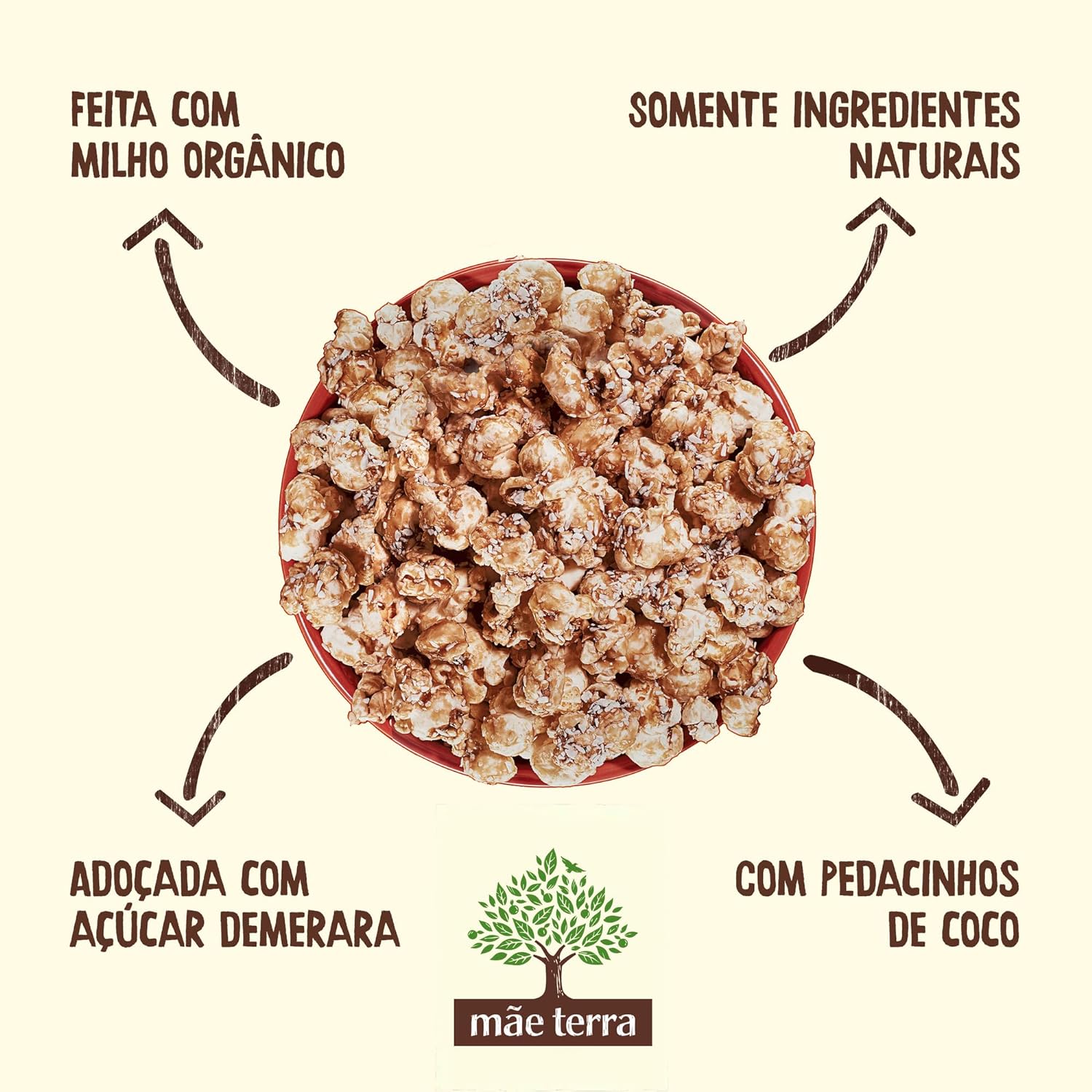 Pipoca Doce Orgânica Caramelo com Coco Mãe Terra 5