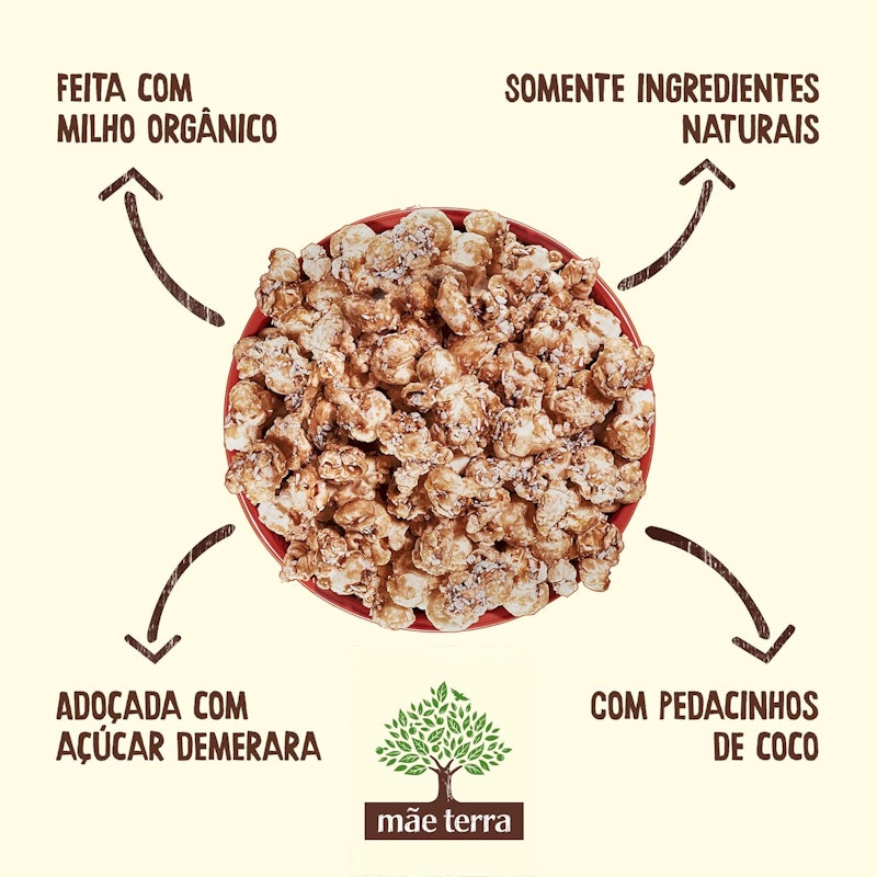 Pipoca Doce Orgânica Caramelo com Coco Mãe Terra 5