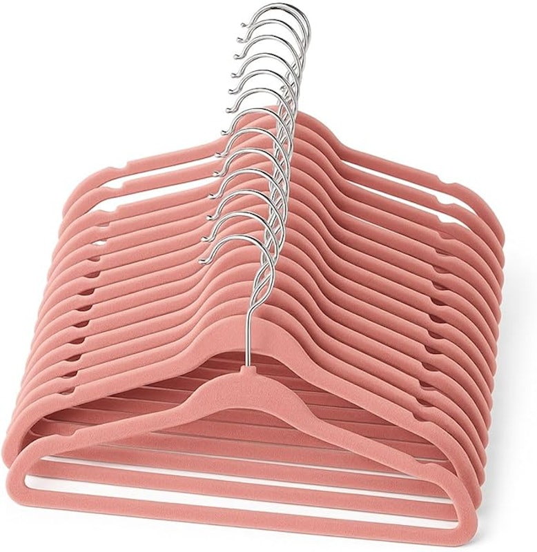 Kit 50 Cabides de Veludo Infantil Rosa Antideslizante 1