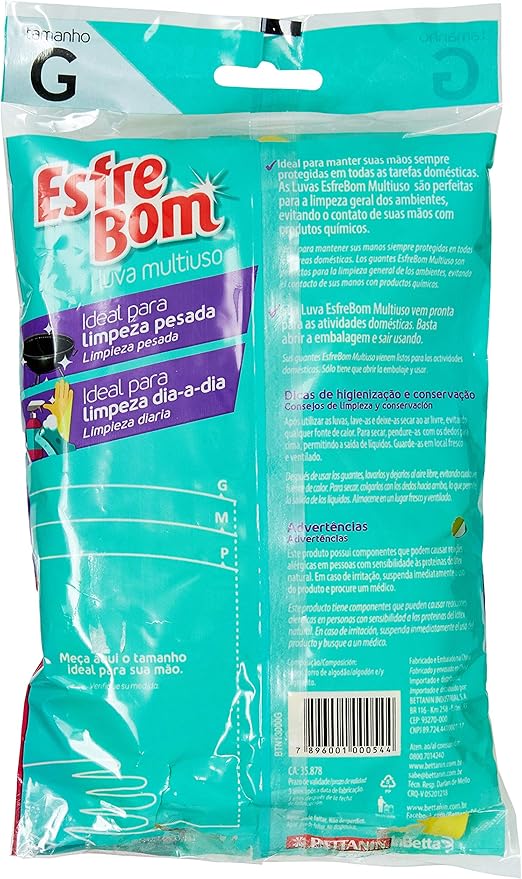 Luva Látex Multiuso Grande Amarela EsfreBom 2