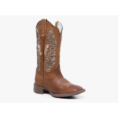 Bota Texana Country Cano Alto Couro Legítimo Premium Bico Quadrado Beauty