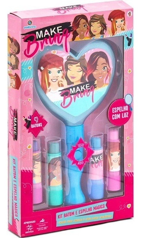 Kit Maquiagem Infantil Batom e Espelho Magico Makebrinq 1