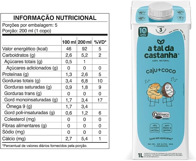 Castanha de Caju + Coco Orgânico 1 L 2