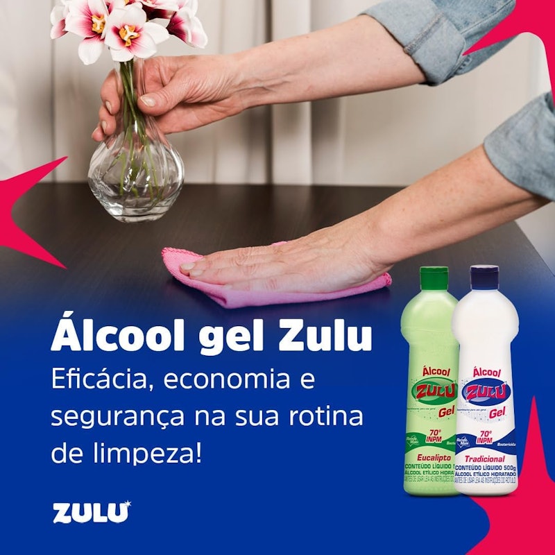 Álcool Gel Zulu 70°INPM Tradicional 3