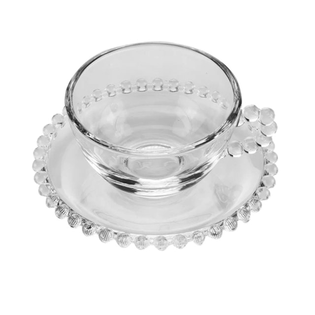 Conjunto 4 Xícaras de Chá de Cristal com Pires Pearl  3
