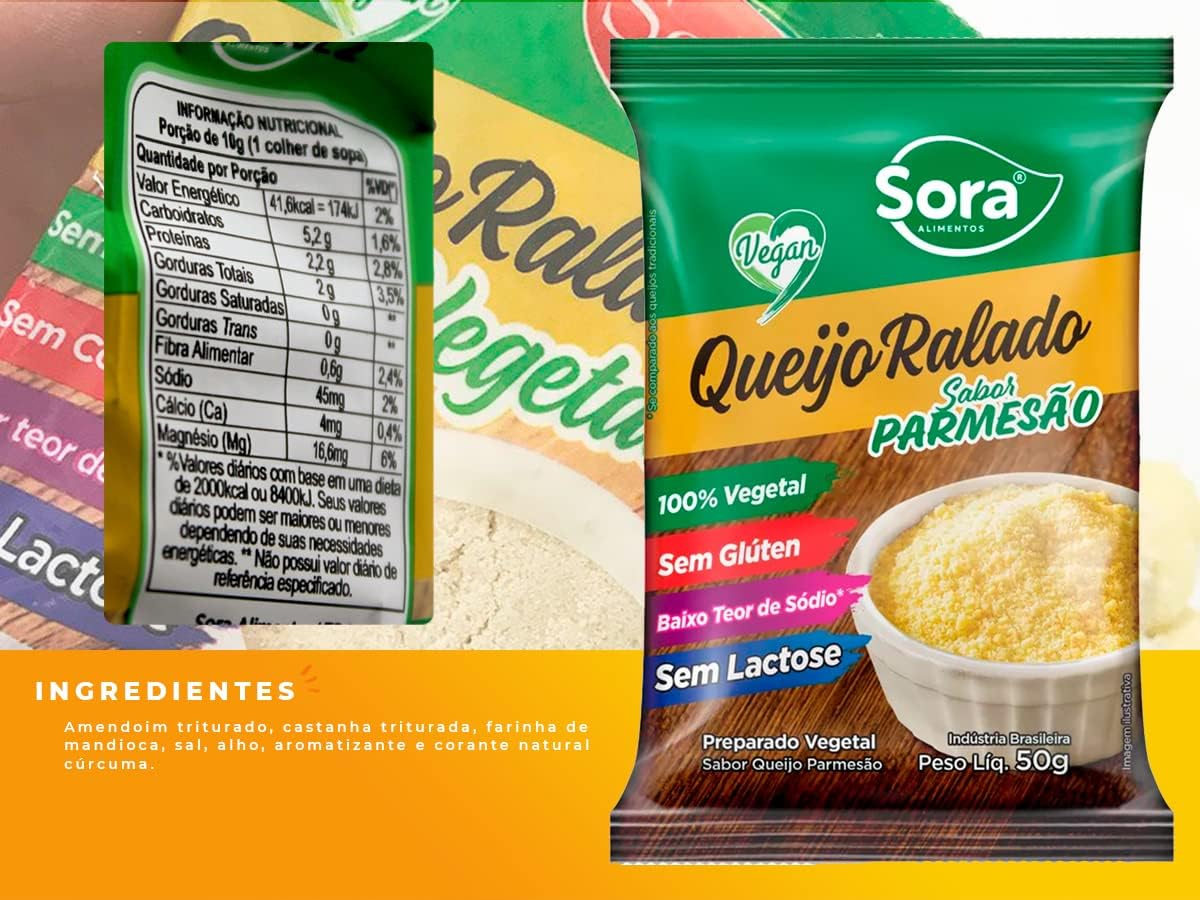 Queijo Ralado Vegetal Sabor Parmesão Sora 5