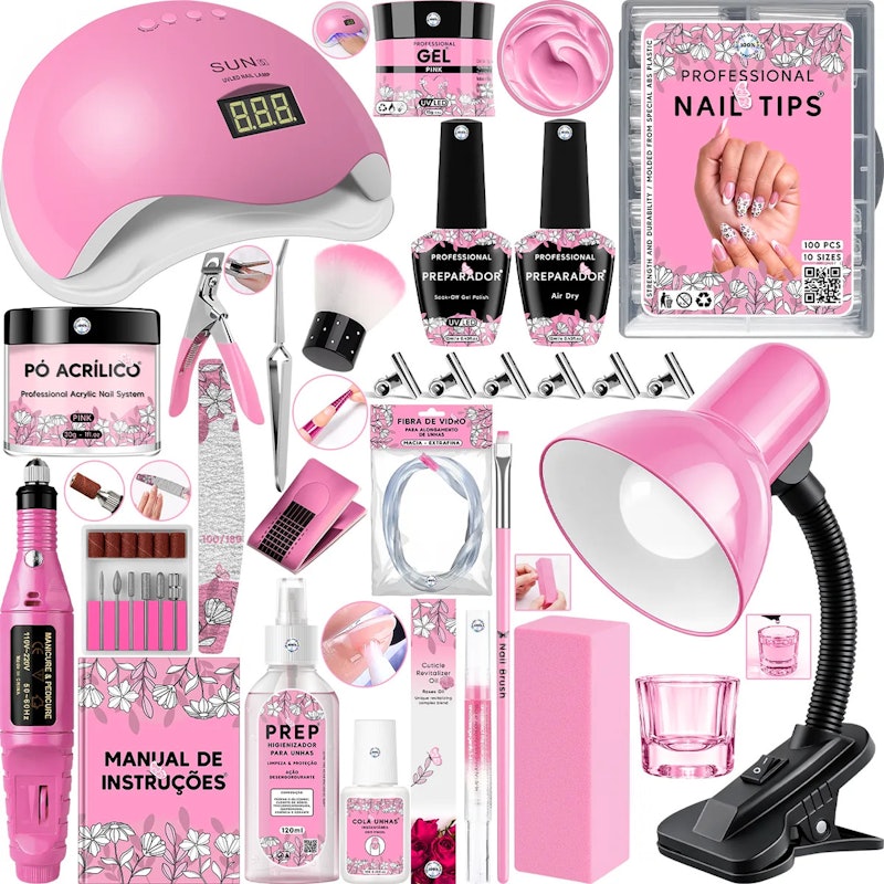 Kit Unha Gel Alongamento Cabine Lixadeira Elétrica Luminária 1