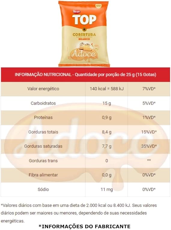 Cobertura TOP Sabor Chocolate Branco em Gotas 2