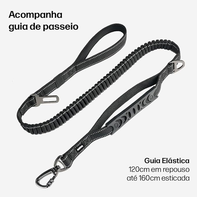 Coleira Comfort e Guia Antipuxão com Engate para Cinto de Segurança 4